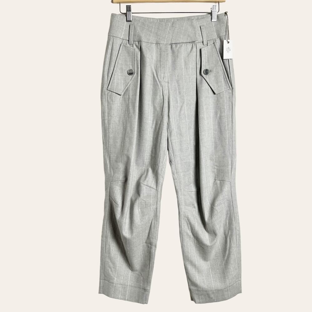 Eleventy Gray Wool Blend High Waisted Wide Leg Trouser Dress Pants Size 2 NWT